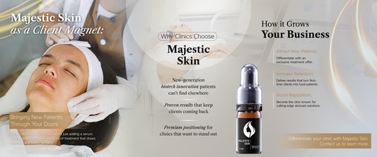 Advanced skincare technology treatment room showing Majestic Skin human stem cell serum application for client acquisition