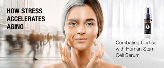 Human stem cell serum Japanese anti-aging treatment for stress damaged skin showing dermatologist recommended anti-aging results