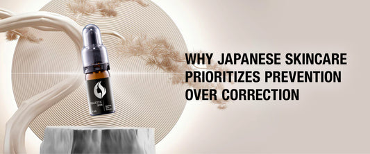 Woman applying Japanese anti-aging serum with gentle skincare technique