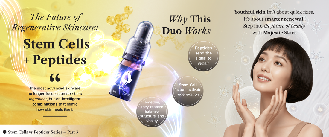 Peptides and stem cell bioactives working synergistically for comprehensive skin regeneration and advanced anti-aging results