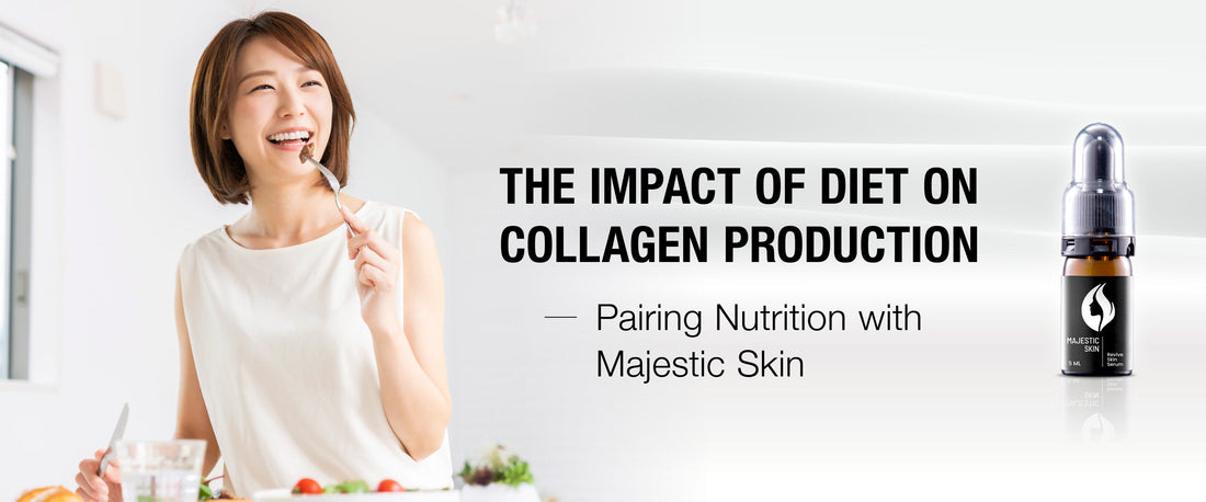 Anti-aging collagen serum with collagen-boosting foods for natural skin health and youthful appearance