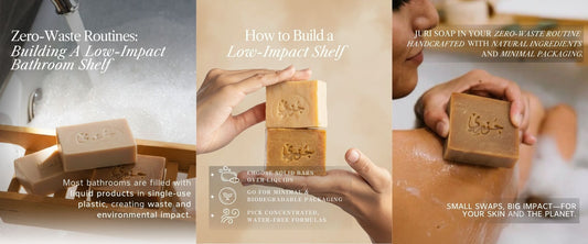 Natural beauty soap bar with olive oil and laurel oil ingredients for zero-waste skincare routine