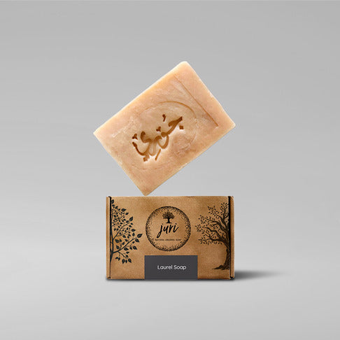 Natural handcrafted olive and laurel oil soap Juri, organic bar with Arabic engraving and eco-friendly packaging
