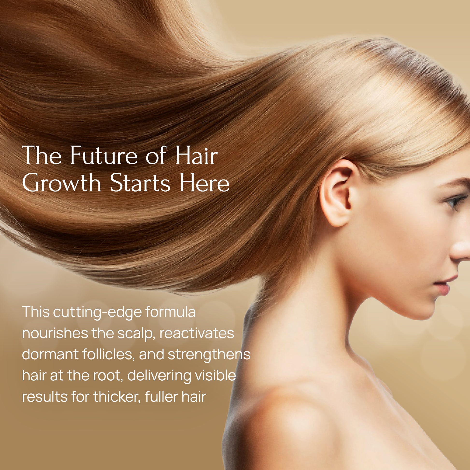 Stem cell hair regrowth serum Majestic Hair+ promoting thicker, stronger hair with a cutting-edge formula.