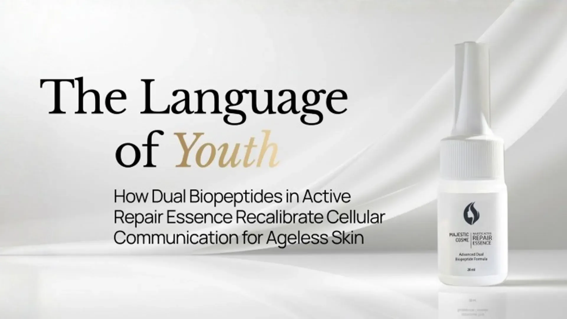 Majestic Active Repair Essence dual biopeptide serum recalibrating cellular communication for ageless skin firmness elasticity and regeneration