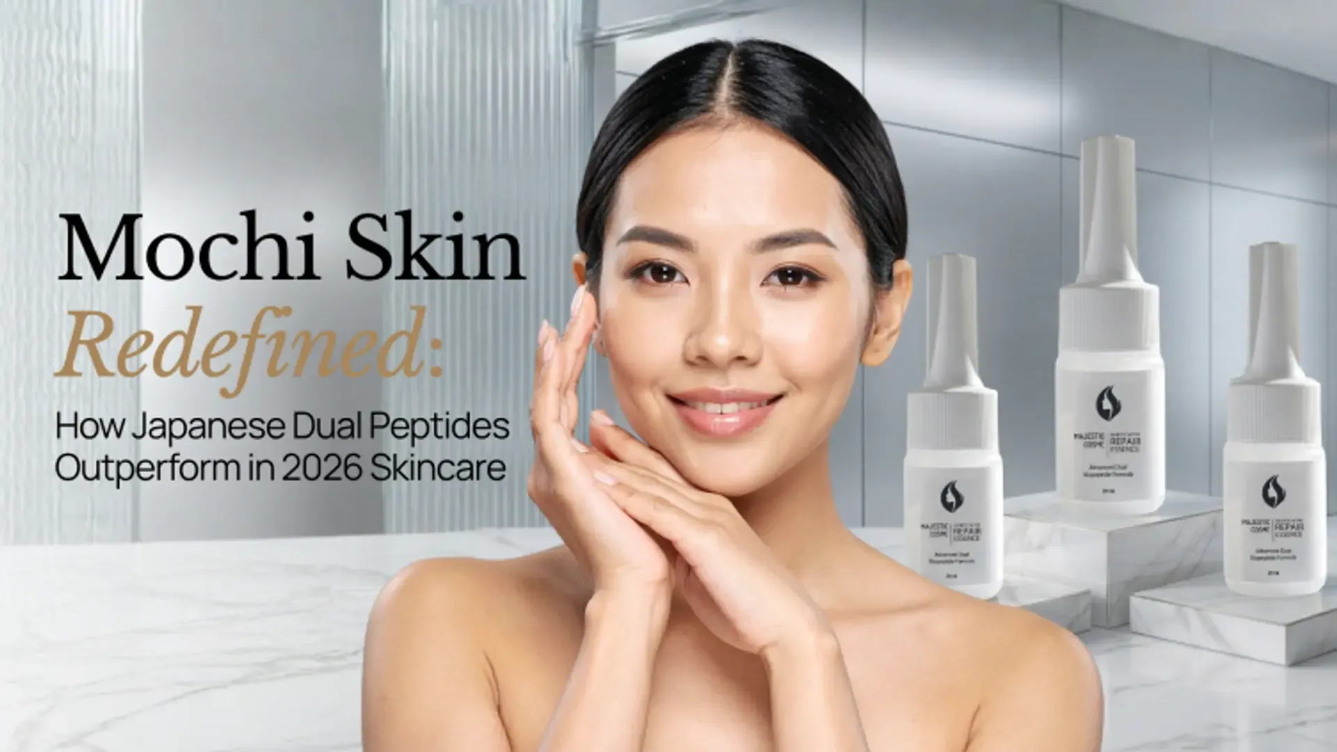 Majestic Active Repair Essence Japanese dual biopeptide serum Acnobet Hairen for mochi skin structural elasticity and regenerative skincare 2026