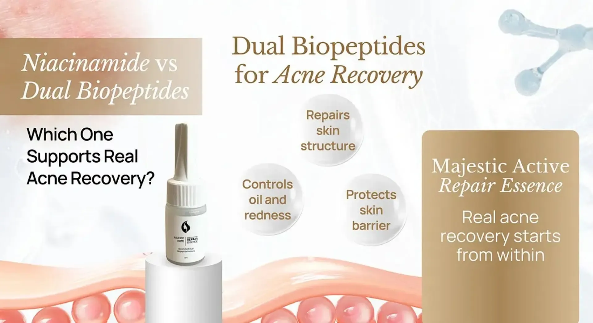 Majestic Active Repair Essence peptide serum for acne recovery and regenerative skincare from Japan