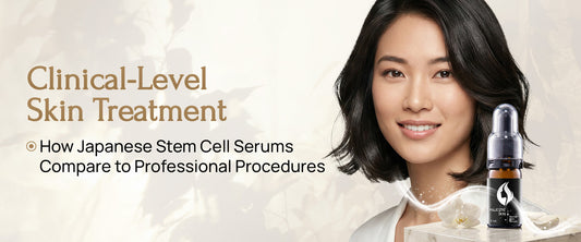 Majestic Skin Japanese stem cell serum bottle representing clinical-level skin treatment at home