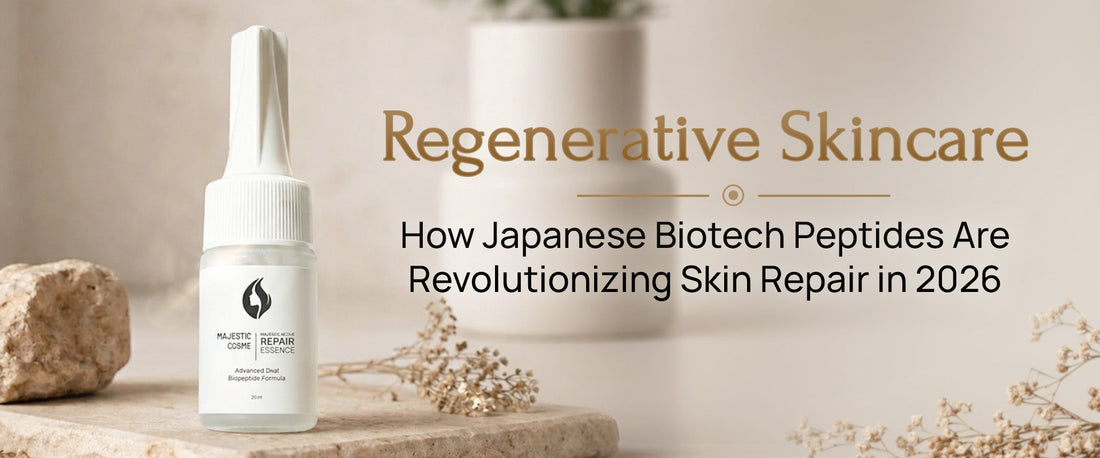 Majestic Active Repair Essence with dual biopeptides for regenerative skincare and cellular skin repair