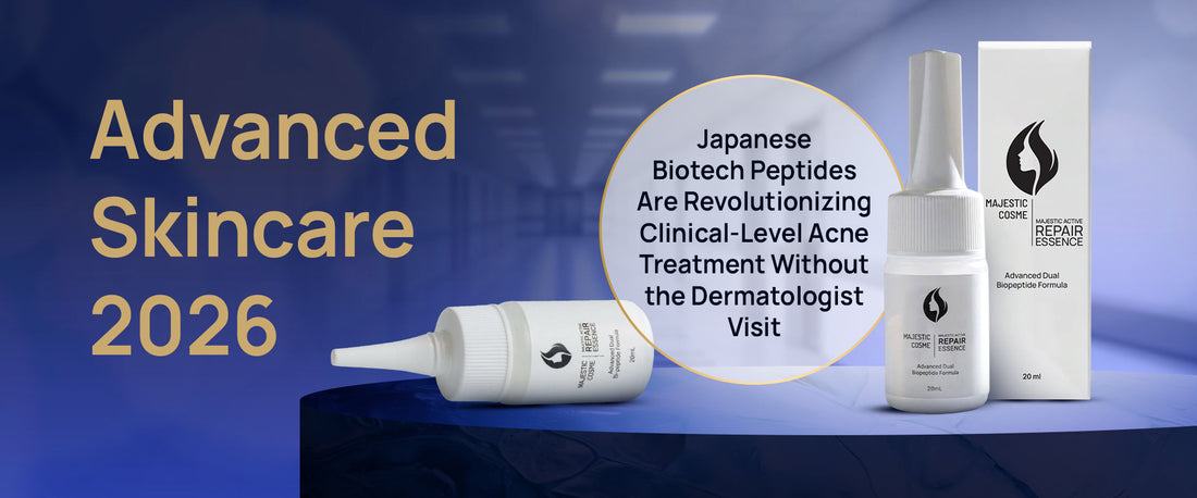 Majestic Active Repair Essence advanced skincare 2026 Japanese biotech peptides for clinical-level acne treatment and post-acne repair