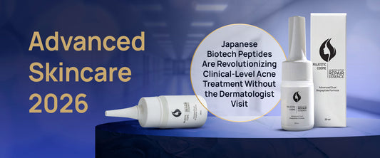 Majestic Active Repair Essence advanced skincare 2026 Japanese biotech peptides for clinical-level acne treatment and post-acne repair