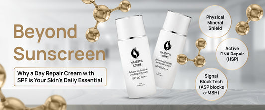 Majestic Day Repair cream with SPF mineral UV protection DNA repair HSP Signal Block Technology advanced skincare from Japan daily essential