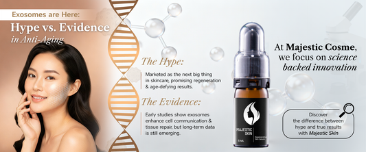 Exosome anti-aging skincare serum molecular structure and skin cell regeneration process for facial cleansing