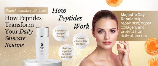 Majestic Day Repair advanced skincare with peptide technology transforming daily routine from protection to active repair for regenerative skincare