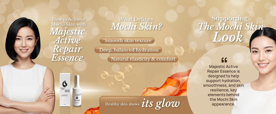 Majestic Active Repair Essence japanese skincare products with peptides to achieve mochi skin soft bouncy hydrated texture