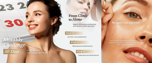 Before and after results using a clinical-level skin treatment and Japanese anti-aging serum for wrinkle reduction.