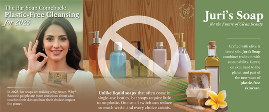 Natural beauty soap bar with olive and laurel oil by Juri Soap on wooden surface