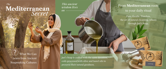 Traditional Mediterranean olive oil soap bars with laurel oil from ancient Aleppo soapmaking heritage