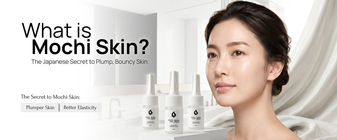 What is mochi skin — plump bouncy skin achieved with Majestic Active Repair Essence Japanese peptide technology EGF and Copper Peptide for skin elasticity