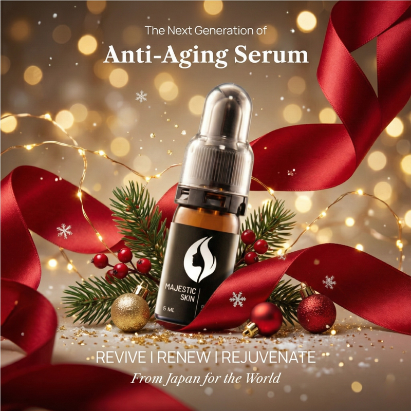 human stem cell Anti-aging serum bottle with brand name on a gradient background